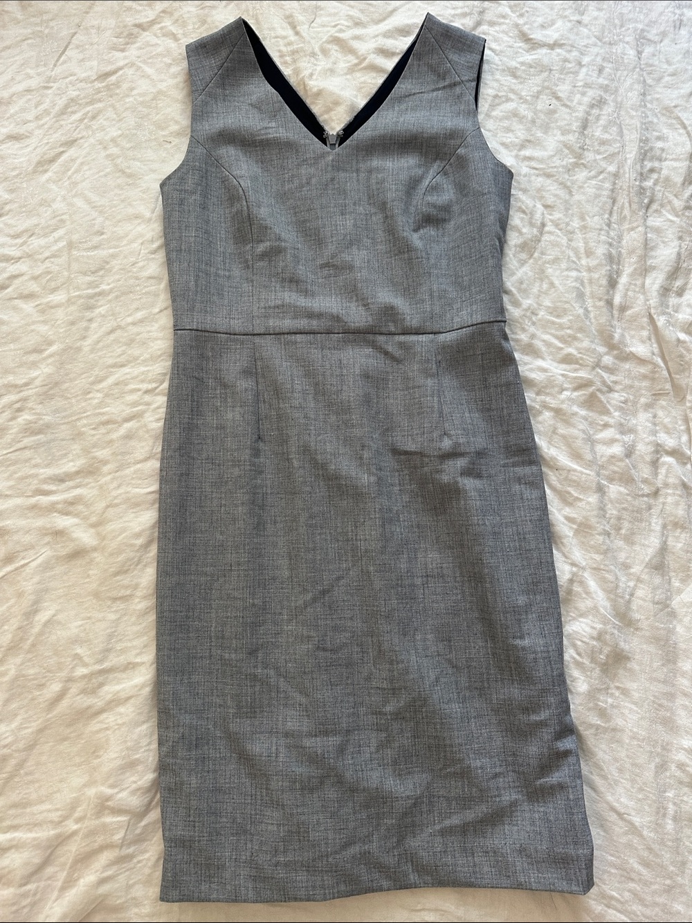 Banana Republic Grey V-Neck Midi Sheath Dress